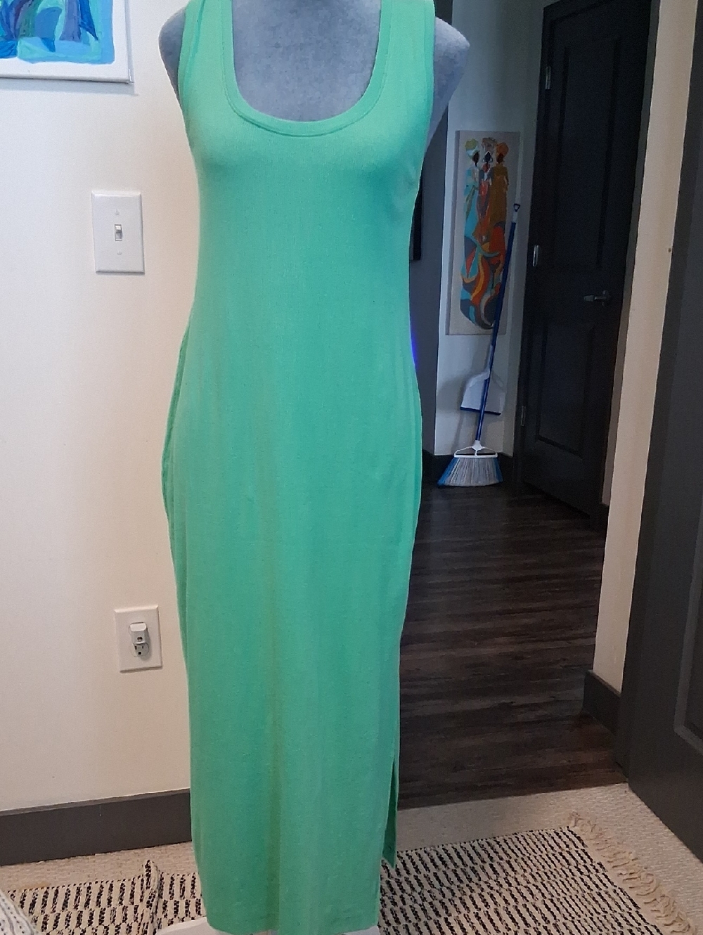 Loft Fashion Mint Green Ribbed Tank Maxi Dress